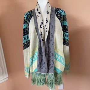 Gypsy.Global Village Wonderful Cotton Blend Boho Fringed Jacket X/L